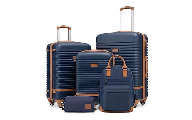 Coolife Suitcase Set - 5 Piece Luggage Sets With Travel Backpack And Toiletry Bag For Family Travel