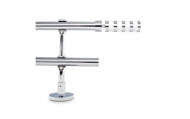 Double Curtain Pole 70-120cm - 19mm Diameter Adjustable Heavy Duty Metal Curtain Rod With White Cylinder Finials