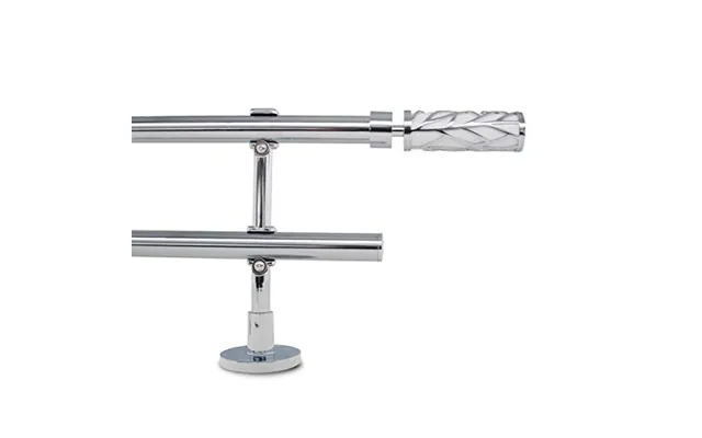 Double Curtain Pole 70-120cm - 19mm Diameter Adjustable Heavy Duty Metal Curtain Rod With White Cylinder Finials