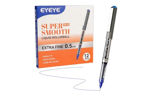 Eyeye Needle Rollerball Pens 0.5mm - 12 Pack Blue Extra Fine Point Pen Quick Dry