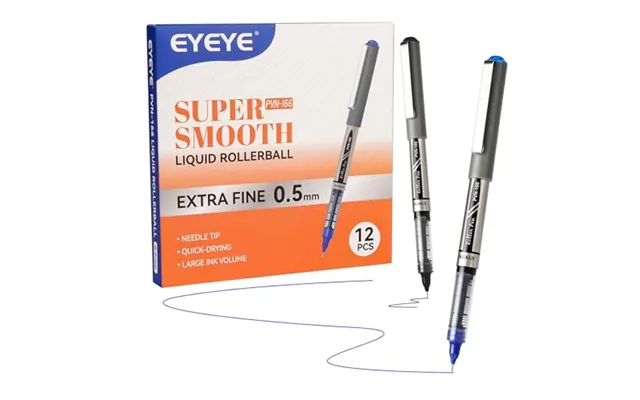 Eyeye Needle Rollerball Pens 0.5mm - 6 Black 6 Blue Extra Fine Point Pen Quick Dry