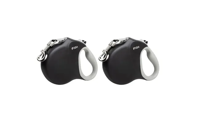 Fida 8m 26ft Heavy Duty Retractable Dog Lead For Large Dogs Up To 50kg - Blk Pack Of 2