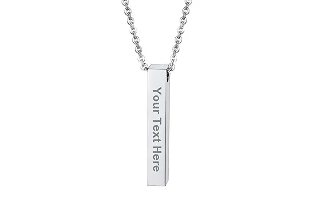 Free Engraving-unisex Vertical Engraved 3d Bar Necklace - 316l Stainless Steel Gold Color Send Gift Box Engrave-1 Side-s