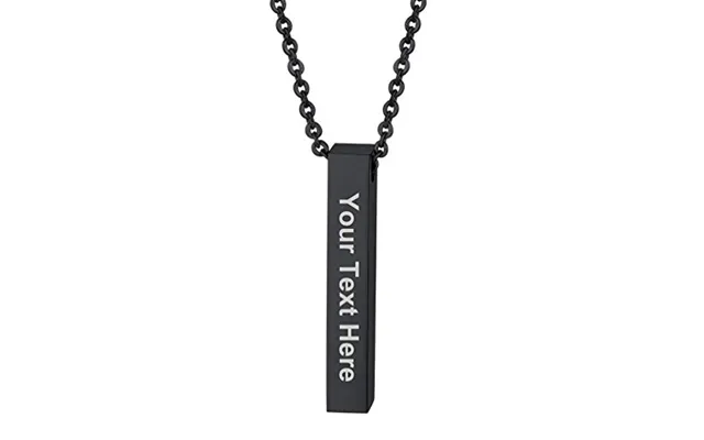 Free Engraving-unisex Vertical Engraved 3d Bar Necklace - 316l Stainless Steel Gold Color Send Gift Box Engrave-4 Sides-