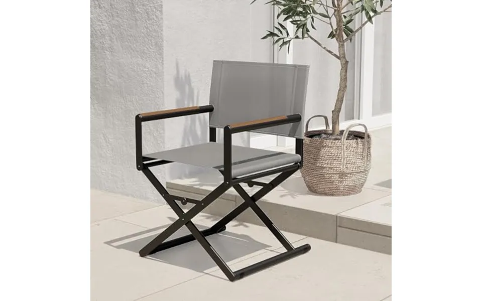 Grand Patio Folding Director Chair Outdoor Indoor Aluminum Mesh Sling Chair Lightweight Wood Grain Camping And Hunting C