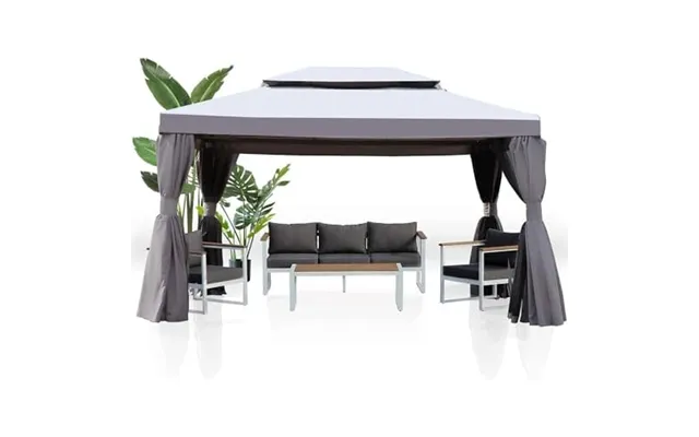 Grand Patio Gazebo 3ã 4m Outdoor Canopy With Side Netting And Curtains Heavy Duty Outdoor Shelter For Bbq - Event