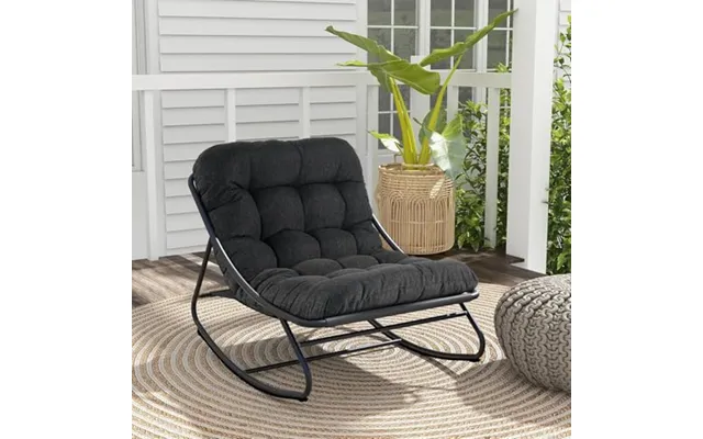 Grand Patio Outdoor Rocking Chair With Cushion - Rocking Lounger Weatherproof Metal Relaxing Chair For Garden