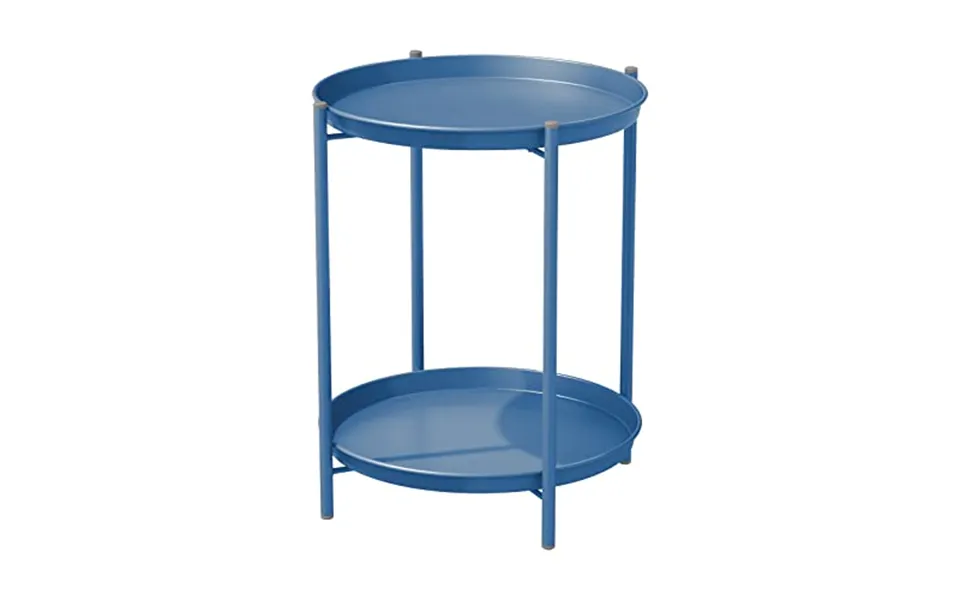 Grand Patio Side Table 2-tier Coffee Table Round End Table For Patio Garden Outdoor Living Room Bedroom -peacock Blue Si