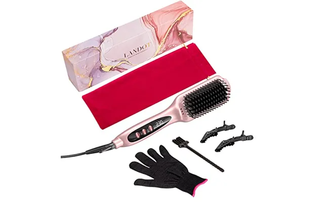 Landot Hair Straightener Brush For Women - Ceramic Ionic Dense Bristles Anti-scald