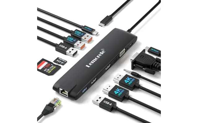 Lemorele 13-in-1 Usb-c Docking Station - Triple Display 4k 30hz 2 Hdmi Vga
