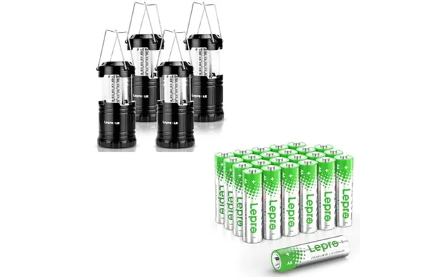 Lepro Bundle Â 2 Itemsï 4-pack Collapsible Camping Lanterns Battery Powered & 24-pack 1