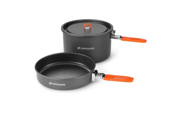 Odoland Camping Cookware Kit - Non-stick Lightweight Camping Pot And Fry Pan Set With Mesh Bag For Camping