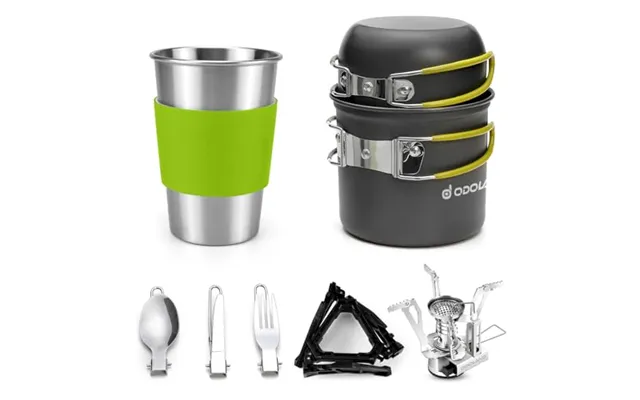 Odoland Camping Cookware Kit - Outdoor Cooking Set Non Stick Pot And Pans Lightweight Backpacking Hiking Utensil Gear Fo