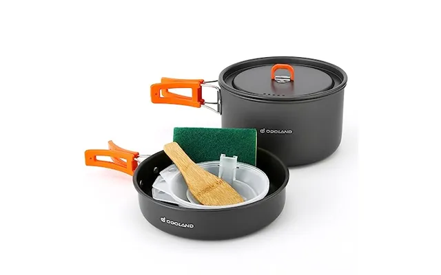 Odoland Camping Cookware Set Non-stick Lightweight Camping Pots And Pans Mess Kit With Bowls Soup Spoon For Camping - Ba