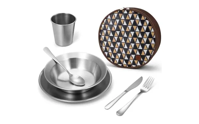 Odoland Camping Cutlery Set With Portable Pouch Case - Stainless Steel Tableware Kit Travel Utensil Set With Bag All-in-