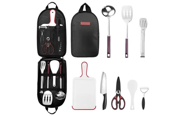 Odoland Camping Kitchen Utensil Organizer Travel Set With Tongs - Scissors