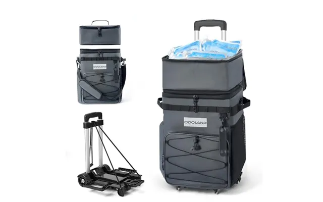 Odoland Cooler Box On Wheels - Leakproof Insulated Soft Rolling Cooler Bag With Stable All Terrain Cart And Handle Colla