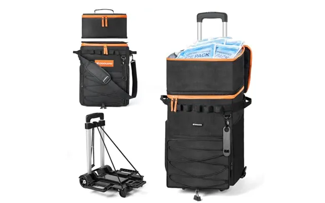 Odoland Cooler Box On Wheels - Leakproof Insulated Soft Rolling Cooler Bag With Stable All Terrain Cart And Handle Colla
