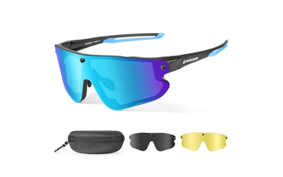 Odoland Magnetic Sports Sunglasses With Replaceable Polarized Lense And Night Vision Lense For Men Women Adult Running S