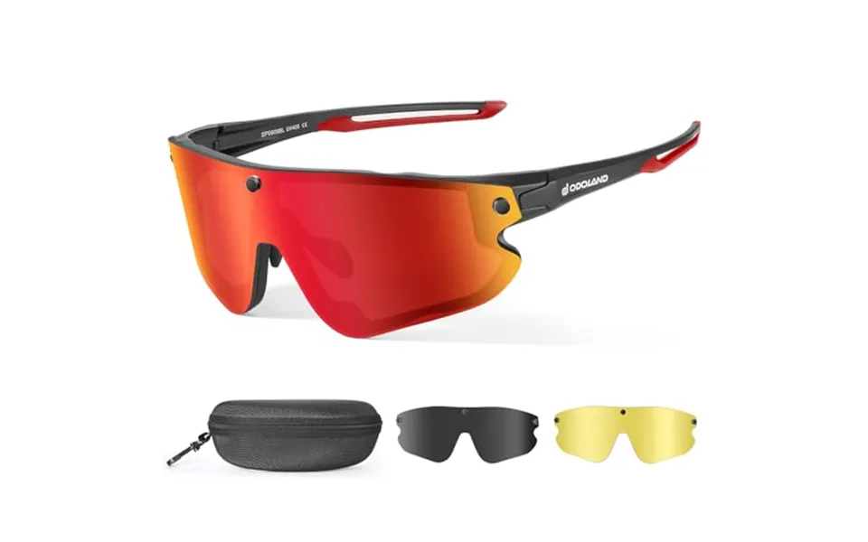 Odoland Magnetic Sports Sunglasses With Replaceable Polarized Lense And Night Vision Lense For Men Women Adult Running S