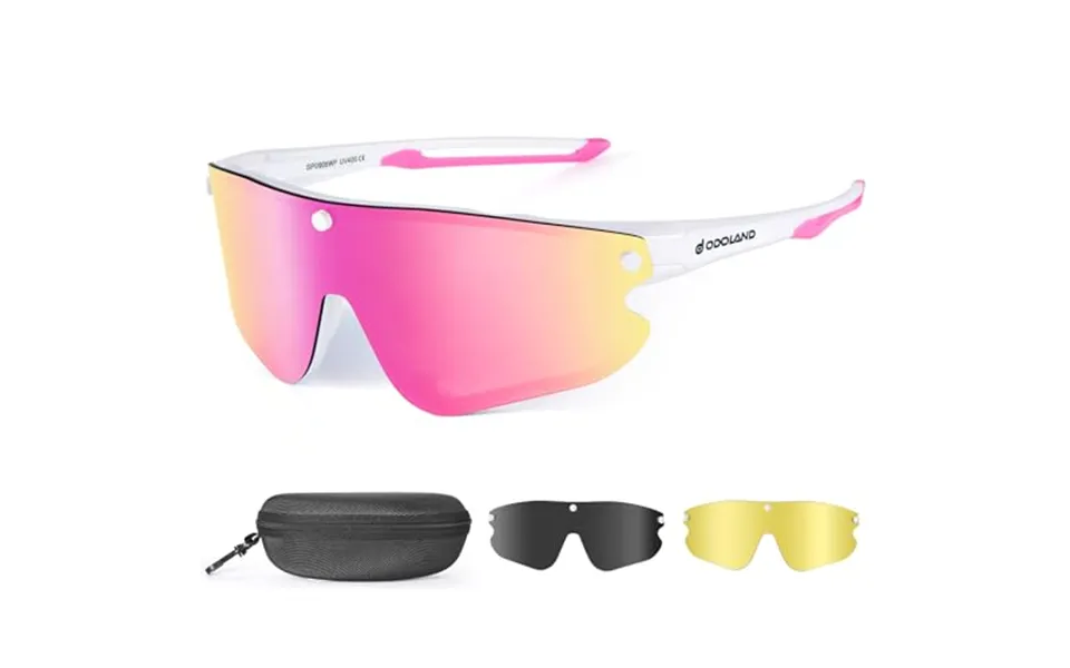 Odoland Magnetic Sports Sunglasses With Replaceable Polarized Lense And Night Vision Lense For Men Women Adult Running S