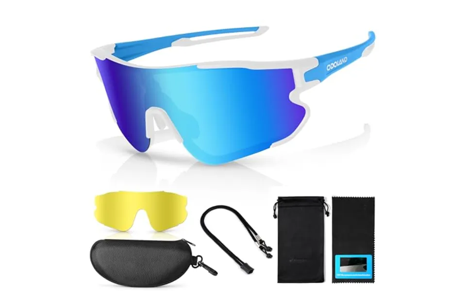 Odoland Polarized Sports Sunglasses - Interchangeable Lenses For Cycling, Running, Hiking, Fishing & Driving Uv400 Prote