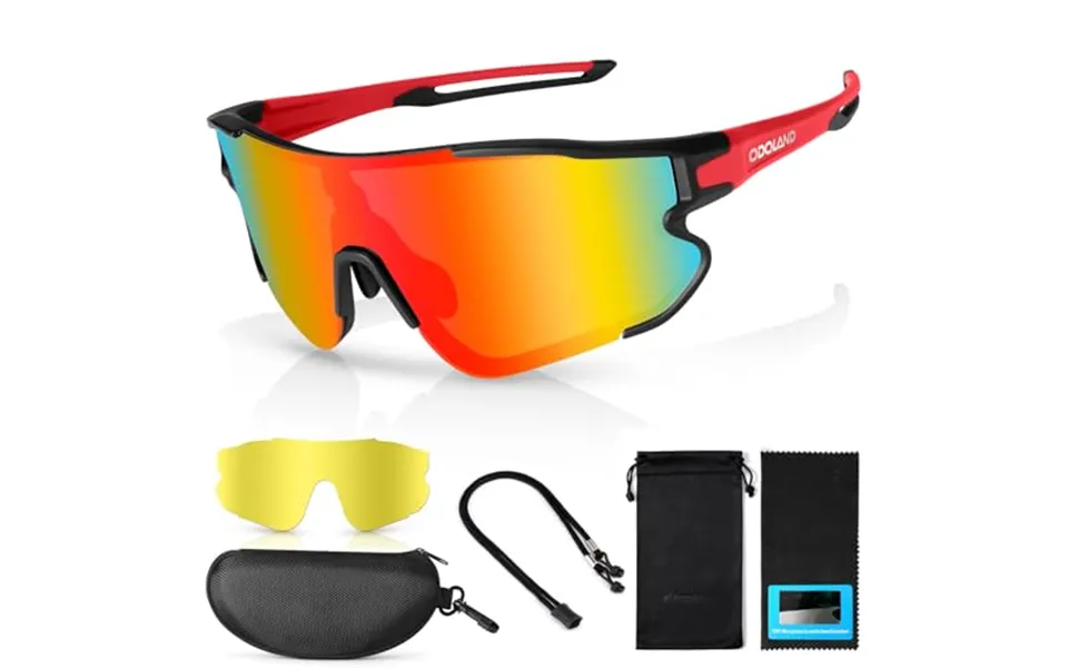 Odoland Polarized Sports Sunglasses - Interchangeable Lenses For Cycling, Running, Hiking, Fishing & Driving Uv400 Prote