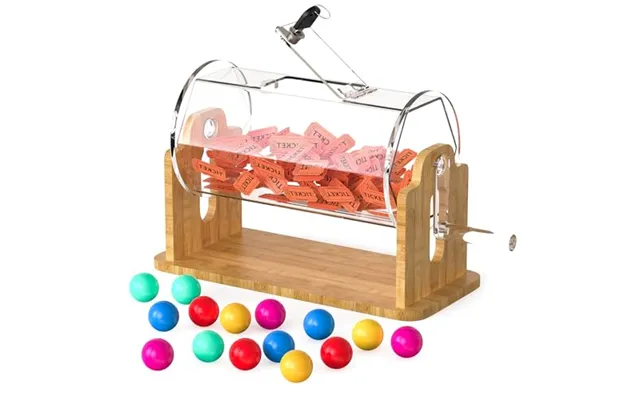 Orionstar Acrylic Raffle Drum With Bamboo Base - Games & Events Pro Transparent Prize Spinner