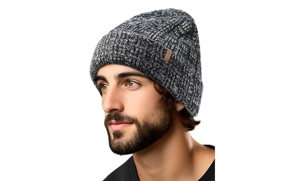 Outdoor Shaping Fleece Lined Knit Cuffed Beanie Winter Hats For Women Men Soft Ski Skull Cap One Size Black Heather Grey