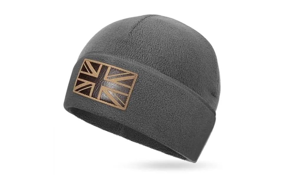 Outdoor Shaping Uk Flag Tactical Beanie Recycled Fleece Material Sustainable Warm Ideal For Hiking And Tactical Use Grey