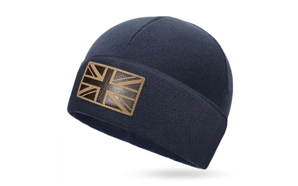 Outdoor Shaping Uk Flag Tactical Beanie Recycled Fleece Material Sustainable Warm Ideal For Hiking And Tactical Use Navy