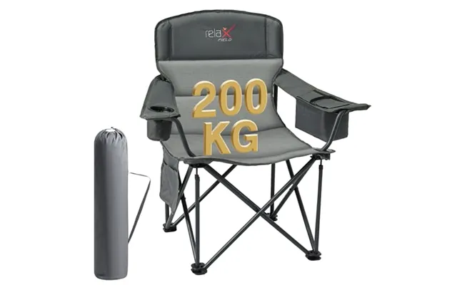 Oversized Camping Chair For Adults 200kg With Cup Holder And Cooler Bag - Heavy Duty Extra Wide Folding Camping Chairs F