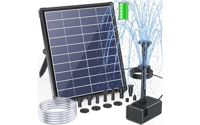 Poposoap 6.5w Solar Pond Pump With Battery Backup 3000mah For Cloudy Days Ultra-quiet Pump,low-water Auto Stop - 8 Nozze
