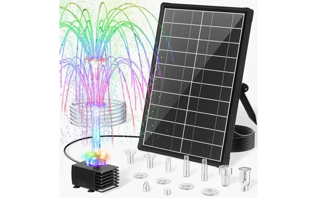 Poposoap 8w Solar Powered Water Fountain Pump With 3600mah Battery Backup Solar Water Pump With Led Lights - 8 Nozzles