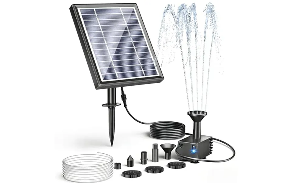 Poposoap Solar Water Pump For Bird Bath - 3w Outdoor Solar Water Fountain Kit With 4ft Tubing & 5 Nozzles