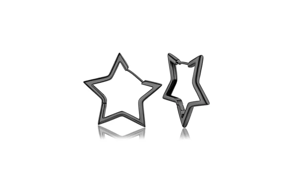 Prosteel Earrings For Women Stylish Star Hoops Black 40mm For Ladies Girls With Gift Box