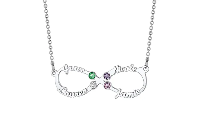 Prosteel Women Infinity Name Necklace Personalized With Birthstones - 1 2 3 4 Names Family Mom Nameplate Jewelry