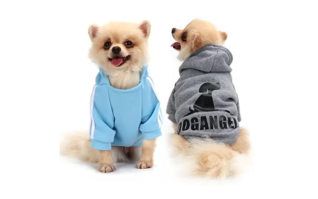 Qicheng&lys Dog Hoodies Clothes,pet Puppy Cat Cute Cotton Warm Hoodies Coat Sweater L - Grey Blue