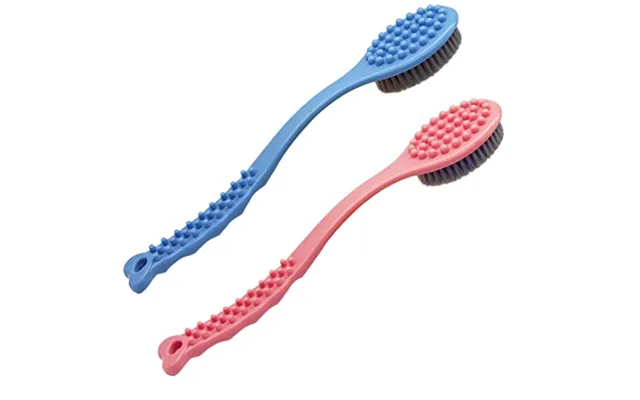 Qicheng&lys Dry Brushing Body Brush,back Cleaning Brush,long Wooden Handle Cleans The Body Easily-14in Blue And Pink