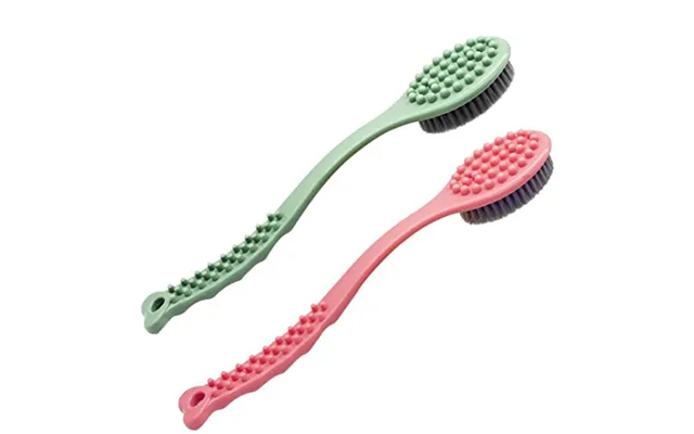 Qicheng&lys Long Handle Bath Brush,back Cleaning Brush,long Wooden Handle Cleans The Body Easily-14in Green And Pink