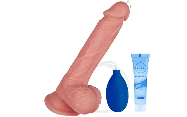 Realistic Squirting Dildo - 8 Inch Thick G- Anal Dildo With Enema Bulb And Suction Cup