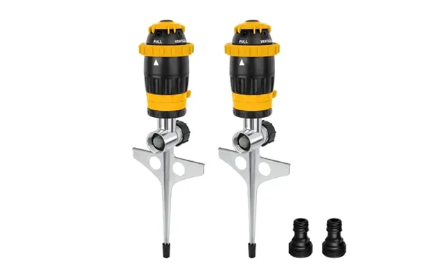 Restmo 2-pack Gear Drive Sprinkler - Heavy Duty Lawn Sprinkler System 5-pattern Metal Spike Base