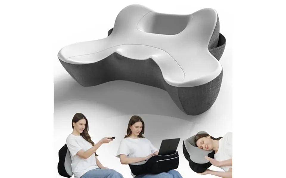 Rummy Memory Foam Lumbar Support Pillow For Office Chair And Bed Â Ergonomic Back Cushion With Washable Cover Grey Black