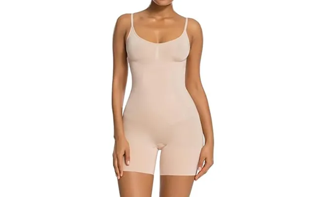 Shaperx Women Body Shaper Tummy Control Seamless Shapewear Open Bust Mid-thigh Bodysuit Shorts M Beige- Mid Thigh