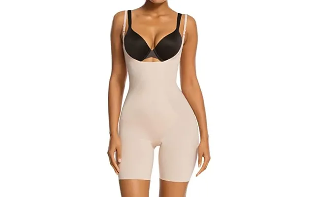 Shaperx Women Body Shaper Tummy Control Seamless Shapewear Open Bust Mid-thigh Bodysuit Shorts Xl Beige Open Bust