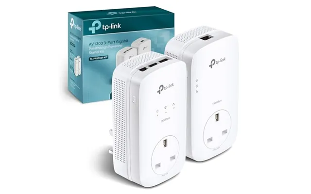 Tp-link Tl-pa8033pkit Av1300 Gigabit Passthrough 2x2 Mimo Powerline Adapter Starter Kit - Powerline Network Adapters Wit