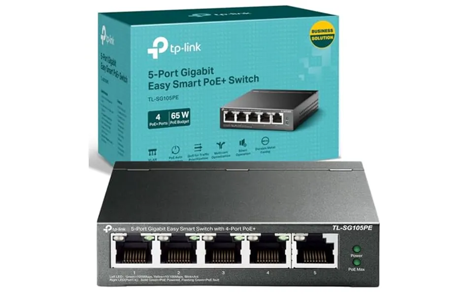 Tp-link Tl-sg105pe Managed 5-port Gigabit Poe Network Switch - 4 Port Poe Ethernet Splitter Extenders Up To 65w Power Bu