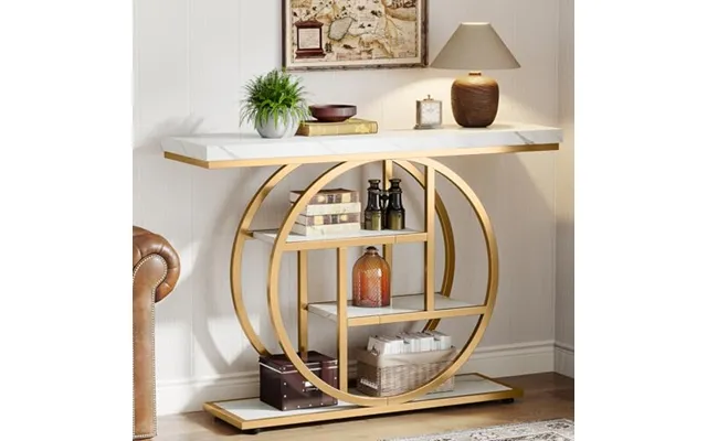 Tribesigns Console Table - 105 Cm Industrial 4-tier Sofa Table Entryway Table With Circle Base