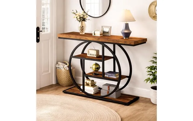 Tribesigns Console Table - 105 Cm Industrial 4-tier Sofa Table Entryway Table With Circle Base