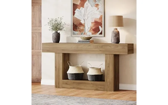Tribesigns Console Table 63 Long 2 Layer Entryway Table With Storage Space Farmhouse Wood Back Coffee Table For Living R